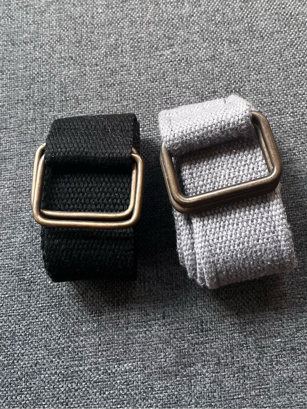 2 Boys Adjustable Web Belts Bundle Black Gray Slide Buckle 37–38"